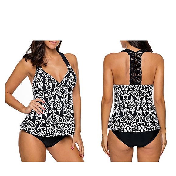 Dokotoo Summer Patchwork Open Back Tankini - Picture 1 of 7